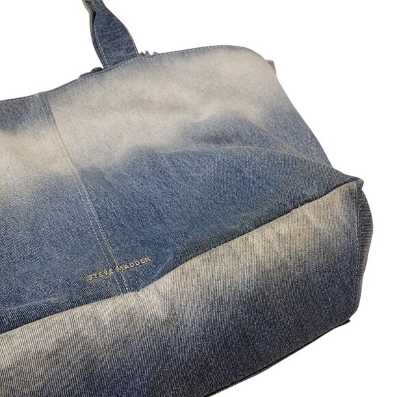 Steve Madden Banisia/Anisia Denim Multi-Pocket Tote Bag Blue Jean Large - Picture 14 of 15